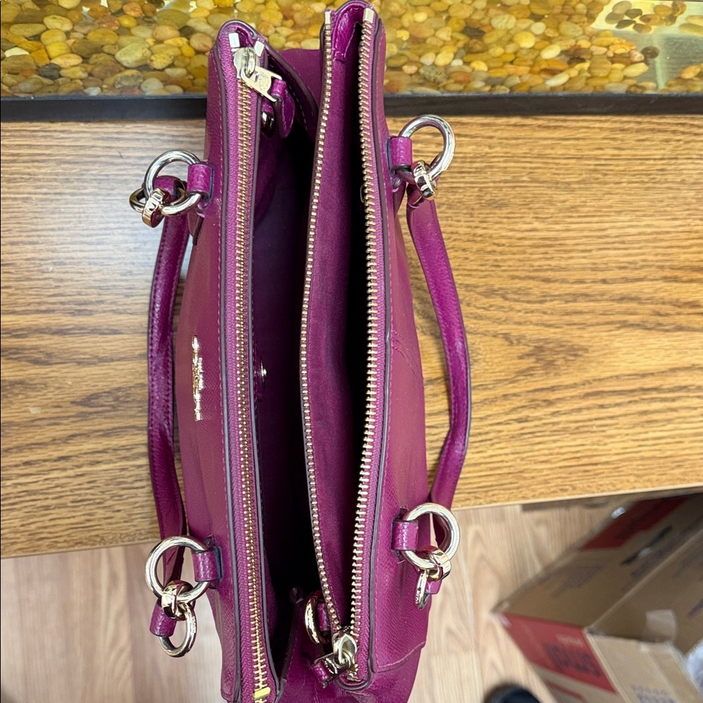 Women's Magenta Satchel with Coach Emblem - Picture 4 of 8